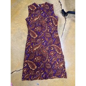 Vtg John‎ Abbott Paisley Print Sleeveless Mini Dress Mod Retro Patterned Shift s
